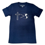 Cross is Greater Tee (Navy)-Victory Apparel, Inc.