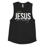 Jesus is King Women's Muscle Tank-Victory Apparel, Inc.