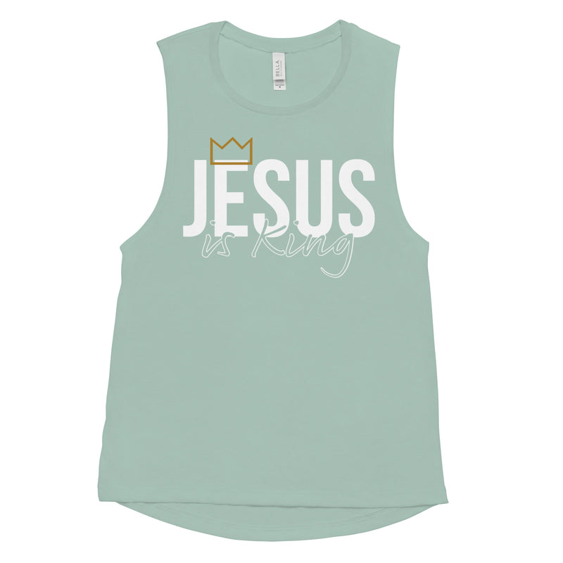 Jesus is King Women's Muscle Tank-Victory Apparel, Inc.