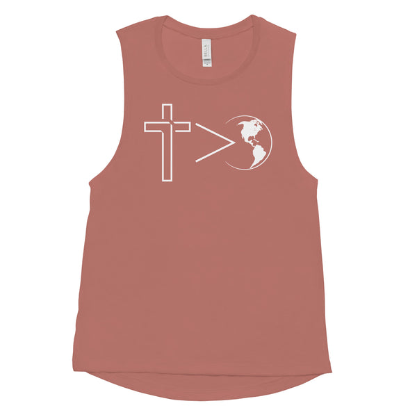 Cross is Greater Women's Muscle Tank-Victory Apparel, Inc.