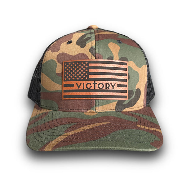 VA Leather Patch Flag Hat (Camo)-Victory Apparel, Inc.