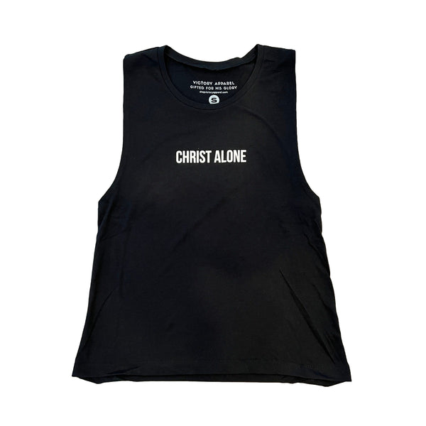 Christ Alone Women's Muscle Tank (Black)-Victory Apparel, Inc.
