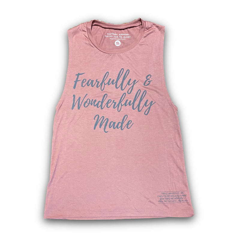 Fearfully & Wonderfully Made Women's Muscle Tank (Mauve)-Victory Apparel, Inc.