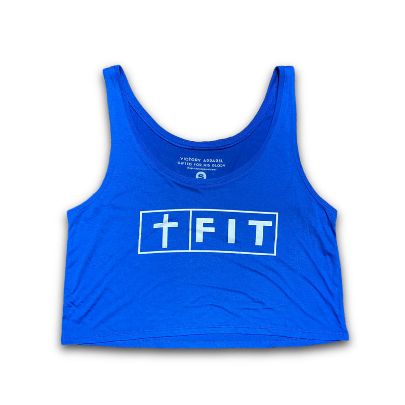 Fit for Christ Women's Crop Tank (Royal)-Victory Apparel, Inc.