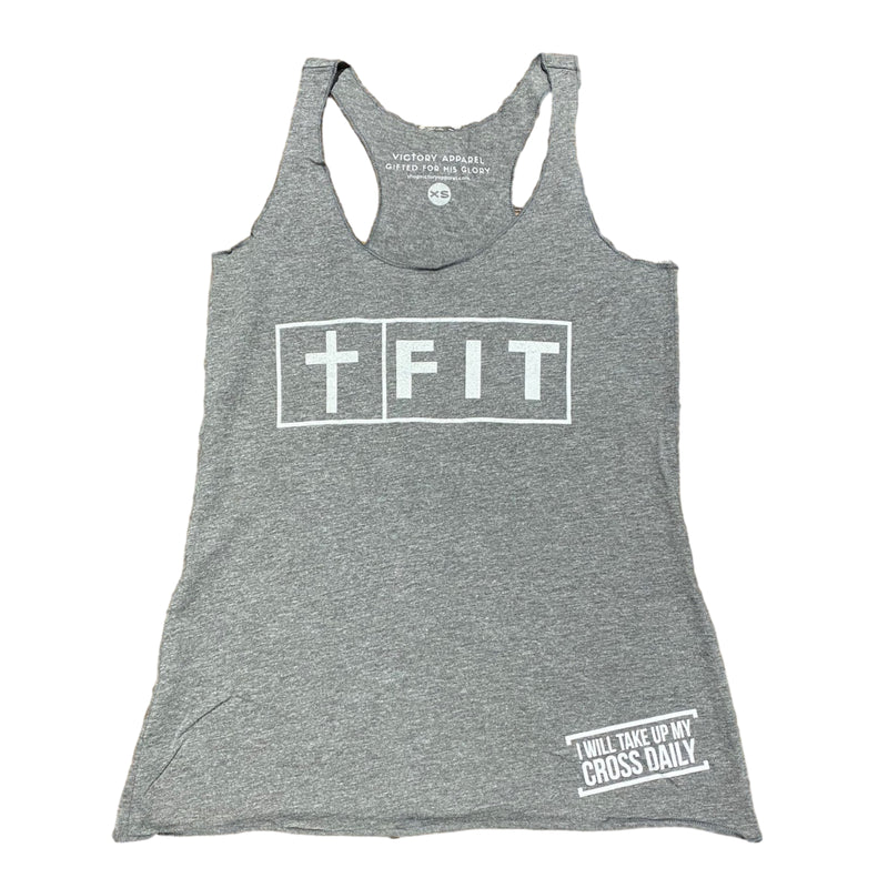 Fit for Christ Women's Tank (Heather Grey)-Victory Apparel, Inc.