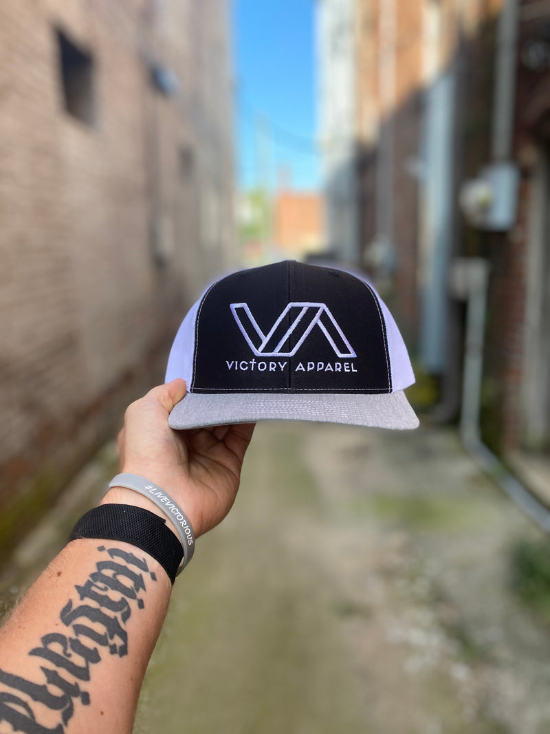 Victory Apparel Trucker Hat (Black/White/Heather Grey)-Victory Apparel, Inc.