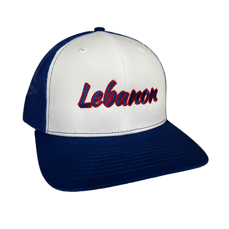 Lebanon Trucker Hat (Royal/White)-Victory Apparel, Inc.
