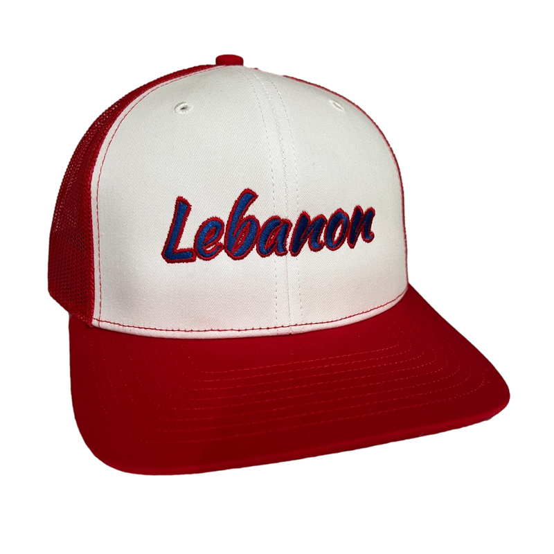 Lebanon Trucker Hat (Red/White)-Victory Apparel, Inc.