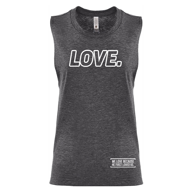 Love Women's Muscle Tank (Charcoal)-Victory Apparel, Inc.