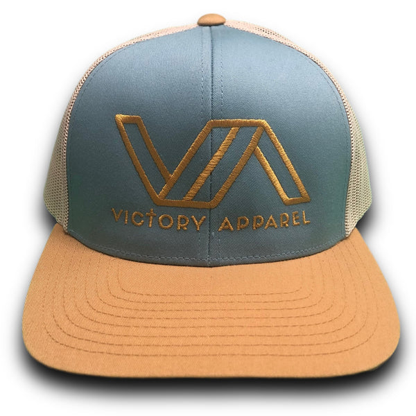 Victory Apparel Trucker Hat (Smoke Blue/Gold/Beige)-Victory Apparel, Inc.