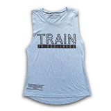 Train in Godliness Women's Muscle Tank (Stonewash Denim)-Victory Apparel, Inc.