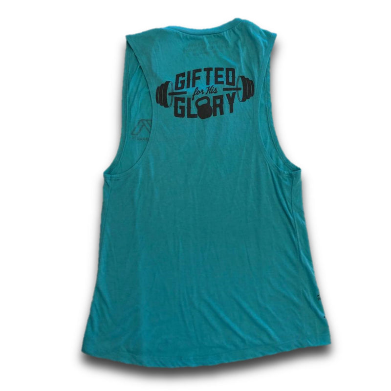 Gifted for His Glory Women's Muscle Tank (Teal)-Victory Apparel, Inc.