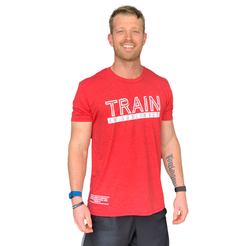 Train in Godliness Tee (Vintage Red)-Victory Apparel, Inc.