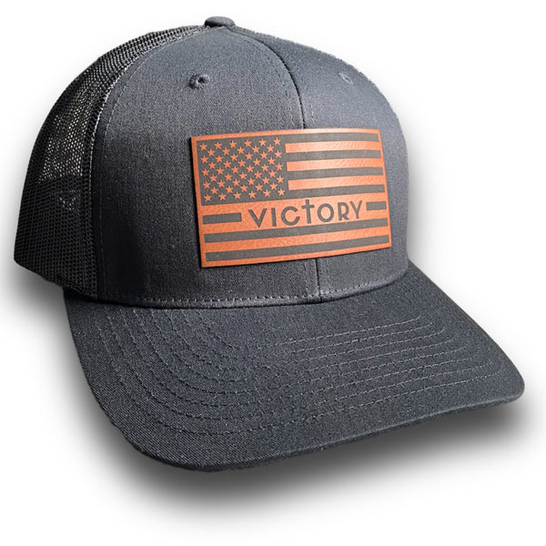VA Leather Patch Flag Hat (Black)-Victory Apparel, Inc.