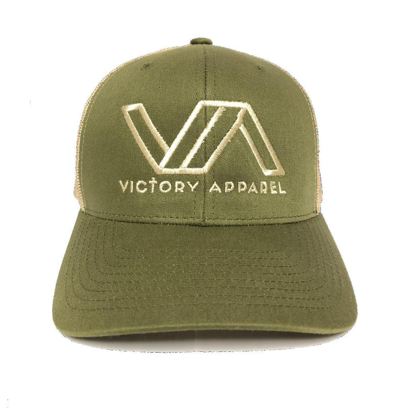 Victory Apparel Trucker Hat (Moss/Khaki)-Victory Apparel, Inc.